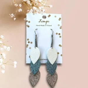 LEMPI®-korvakorut, Sirot Lehdet (3-osaiset, glitter pastelli)