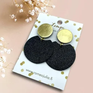 LEMPI®-korvakorut, Tilda -koko M (musta glitter - matta kulta)