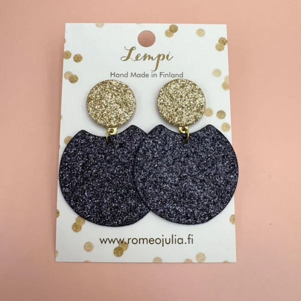 LEMPI®-korvakorut, Tilda -koko M (hiilenmusta & kulta glitter)
