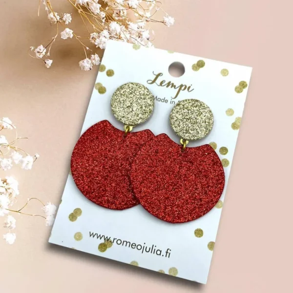 LEMPI®-korvakorut, Tilda -koko M (punainen & kulta glitter)