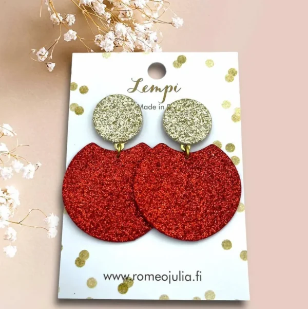LEMPI®-korvakorut, Tilda -koko M (punainen & kulta glitter)