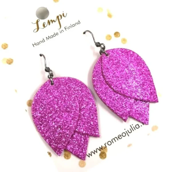 LEMPI-korvakorut, Tulppaani (pinkki glitter)