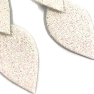 LEMPI-korvanapit, Lehdet (valkoinen glitter, 3-os)