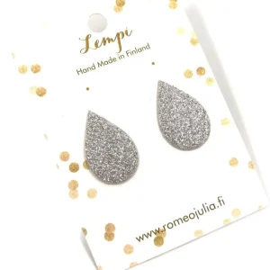 LEMPI-korvanapit, Pisara (hopea glitter)