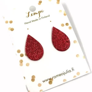 LEMPI-korvanapit, Pisara (punainen glitter)