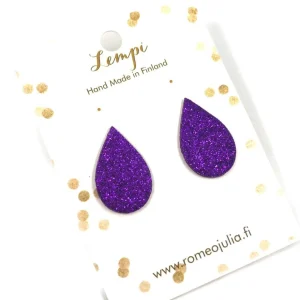 LEMPI-korvanapit, Pisara (violetti glitter)