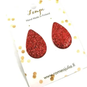 LEMPI-korvanapit, Pisara XL (punainen glitter)