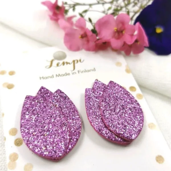 LEMPI-korvanapit, Tulppaani (vaaleanvioletti glitter)