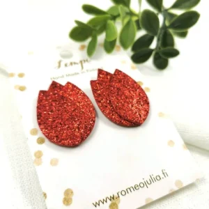 LEMPI-korvanapit, Tulppaani (punainen glitter)