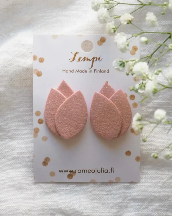 LEMPI-korvanapit, Tulppaani (vaaleanpunainen glitter)