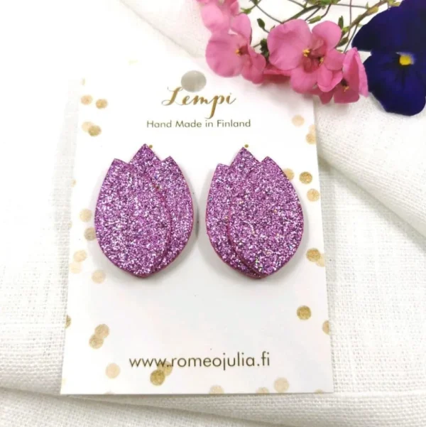 LEMPI-korvanapit, Tulppaani (vaaleanvioletti glitter)