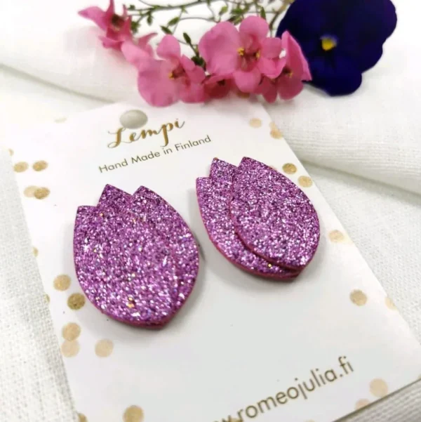 LEMPI-korvanapit, Tulppaani (vaaleanvioletti glitter)