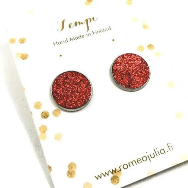 LEMPI-korvanapit, Veera (tummanpunainen glitter, L)