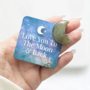 Love You to the Moon and Back -labradoriitti kuunsirppi onnenkivi