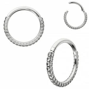 Lävistysrengas, Double Side Deluxe Silver CZ -kivellinen clicker