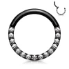 Lävistysrengas, High Quality Front Facing Hinged Rings with CZ/Black