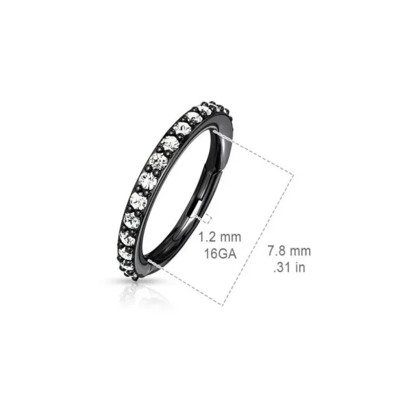 Lävistysrengas, High Quality Surgical Steel Hinged Rings with CZ/RGD