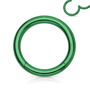 Lävistysrengas, Hinged Segment Ring in Green 1,2mm / useita kokoja