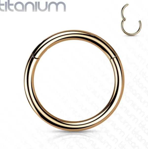 Lävistysrengas, Implant Grade Titanium Hinged Ring in Rosegold