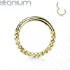 Lävistysrengas, Implant Grade Titanium Front Pyramid Cut Hoops in Gold