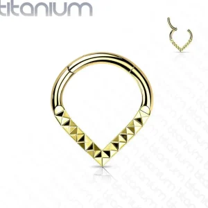 Lävistysrengas, Implant Grade Titanium Teardrop Pyramid Cut Hoop in GD