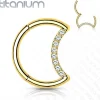 Lävistysrengas, Implant Grade Titanium Crescent Moon in Gold