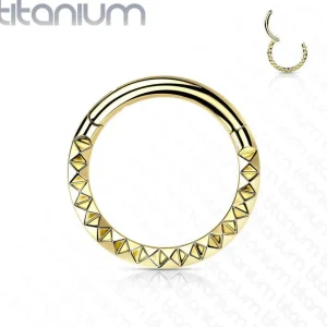 Lävistysrengas, Implant Grade Titanium Front Pyramid Cut Hoops in Gold