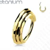Lävistysrengas, Implant Grade Titanium Triple Lined Hoop in Gold