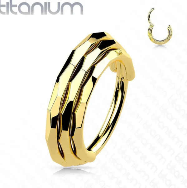 Lävistysrengas, Implant Grade Titanium Triple Lined Hoop in Gold