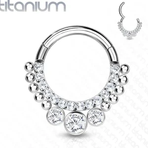 Lävistysrengas, Implant Grade Titanium CZ 3 Bezel Set Front Hoop