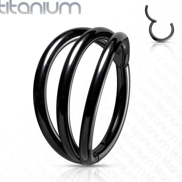 Lävistysrengas, Implant Grade Titanium Triple Hoops in Black