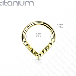 Lävistysrengas, Implant Grade Titanium Teardrop Pyramid Cut Hoop in GD