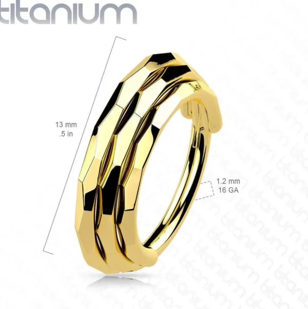 Lävistysrengas, Implant Grade Titanium Triple Lined Hoop in Gold