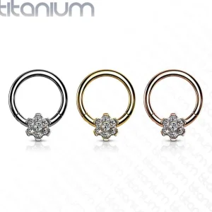 Lävistysrengas, Implant Grade Titanium Ring with CZ Flower