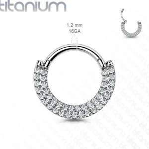 Lävistysrengas, Implant Grade Titanium CZ Paved Front Hoop