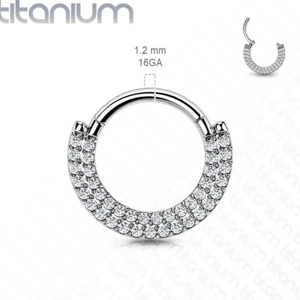 Lävistysrengas, Implant Grade Titanium CZ Paved Front Hoop