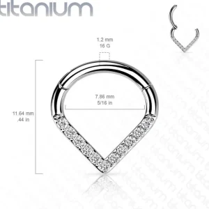 Lävistysrengas, Implant Grade Titanium Single Line CZ Hoop in Gold