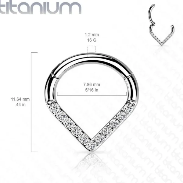Lävistysrengas, Implant Grade Titanium Single Line CZ Hoop in Gold
