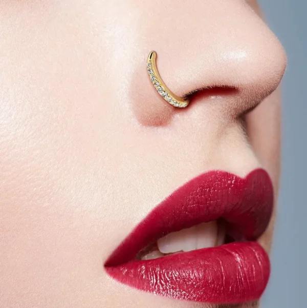 Lävistysrengas, 14K Gold CZ Paved Bendable Ring -kultarengas