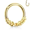 Lävistysrengas, Laurel Leaves Front Hinged Hoop Rings in Gold