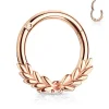 Lävistysrengas, Laurel Leaves Front Hinged Hoop Rings in Rosegold