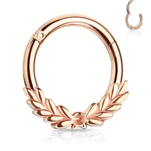 Lävistysrengas, Laurel Leaves Front Hinged Hoop Rings in Rosegold