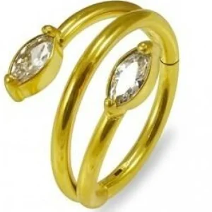 Lävistysrengas, Marquise Twist Gold CZ -kivellinen clicker