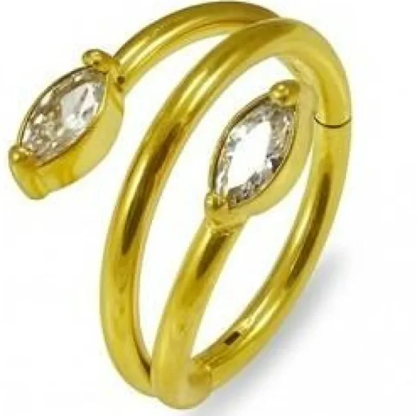 Lävistysrengas, Marquise Twist Gold CZ -kivellinen clicker