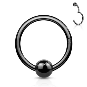 Lävistysrengas 1,2mm, BCR Clicker -musta saranallinen rengas