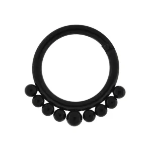 Lävistysrengas, 1,6mm Black Clicker with Ball Decoration