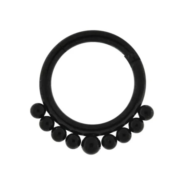 Lävistysrengas, 1,6mm Black Clicker with Ball Decoration