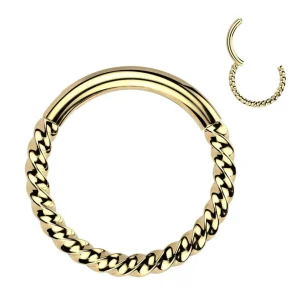 Lävistysrengas 1,2mm, Gold Titanium Braided Hoop -titaaninen clicker