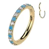 Lävistysrengas 1,2mm, Gold Titanium Hoop Blue CZ -titaaninen clicker