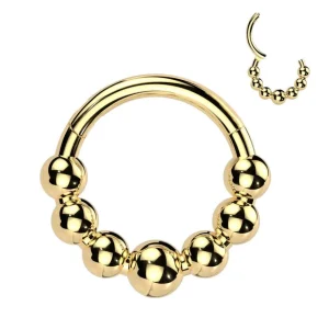 Lävistysrengas 1,2mm, Gold Titanium Beads Hoop -titaaninen clicker